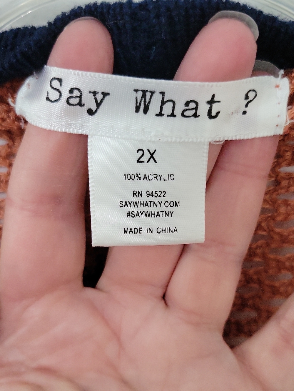 Say What? Aztec Open Fringe Knit Cardigan, Size 2X - Picture 2 of 6